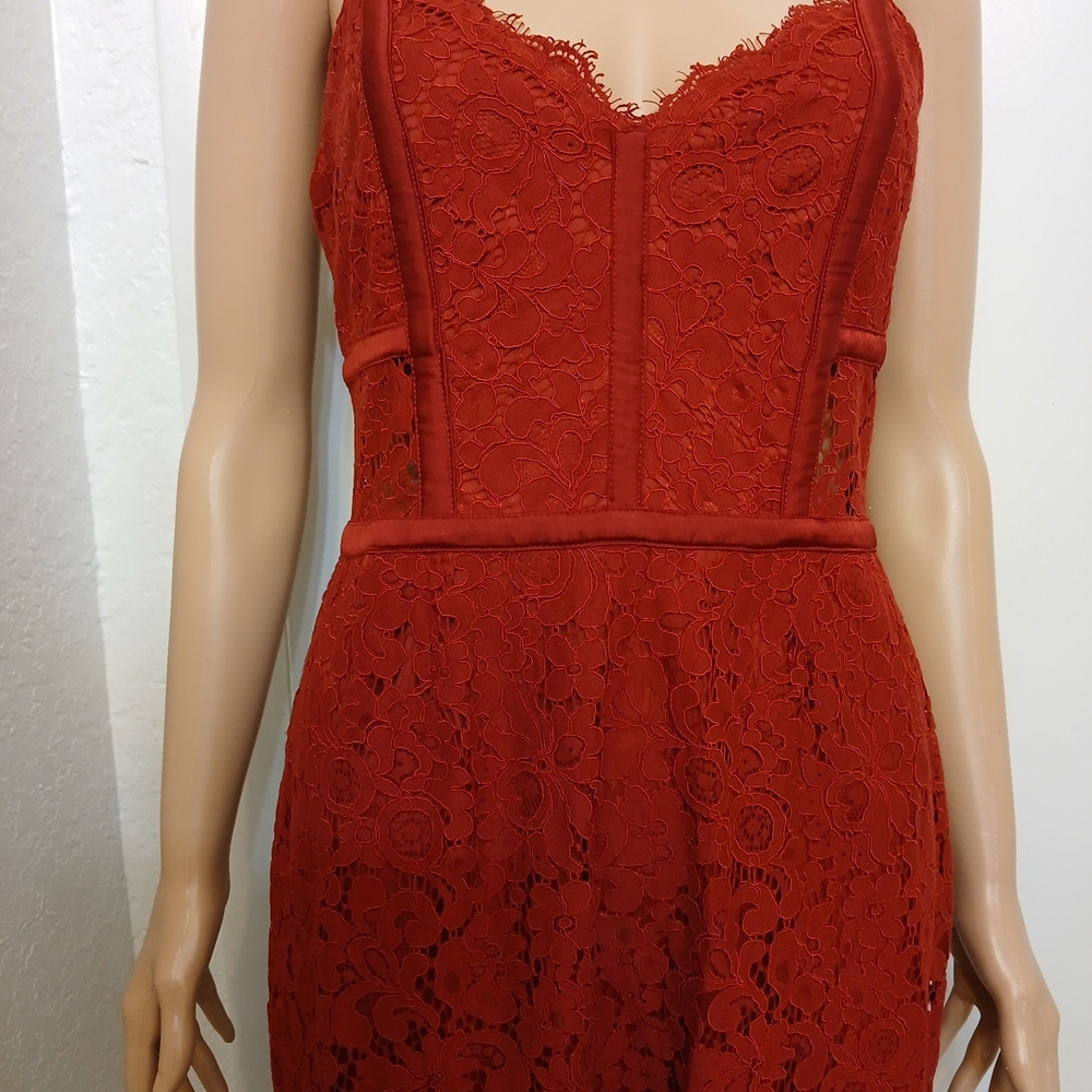 Express Strapless Red Lace Dress